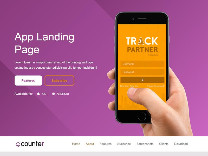 Counter: Free Landing Page HTML Website Templates