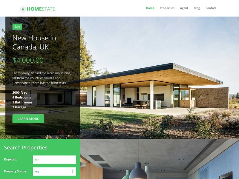 Homestate Free HTML Template For Real Estate