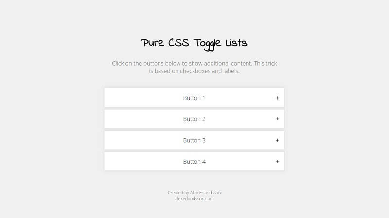 Pure CSS Toggle List