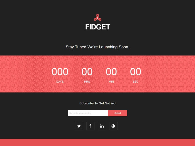 Fidget: Free Coming Soon HTML Website Templates