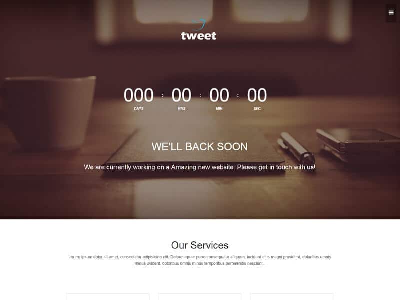 Tweet: Free Coming Soon HTML Website Templates