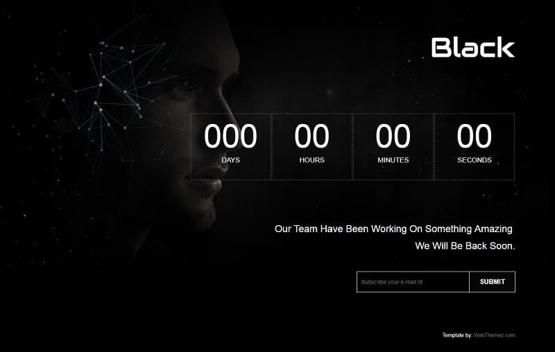 Black: Free Coming Soon HTML Website Templates
