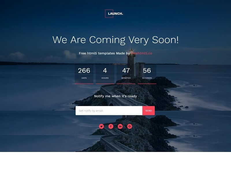 Launch: Free Coming Soon HTML Website Templates