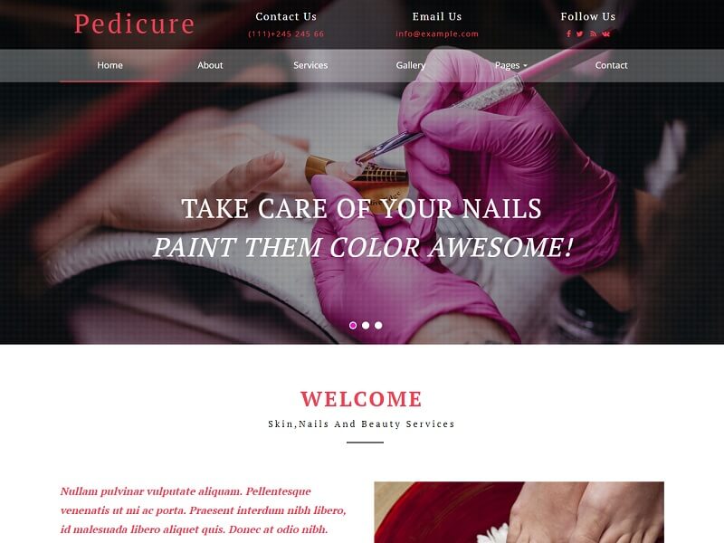 Pedicure: Free Spa Salon HTML Website Templates