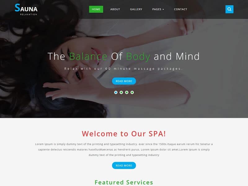 Sauna: Free Spa Salon HTML Website Templates