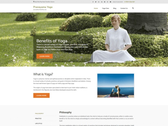 Pranayama Yoga Free Sports WordPress Themes