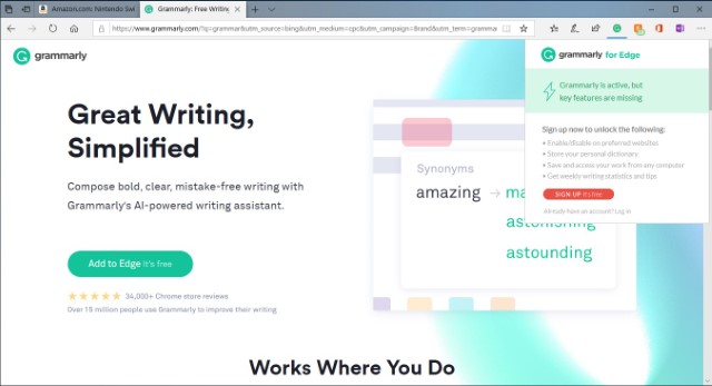 Grammarly Best Microsoft Edge Browser Extensions