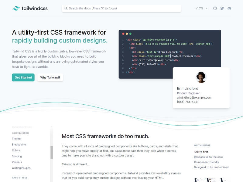 Tailwind CSS Free HTML CSS Frameworks