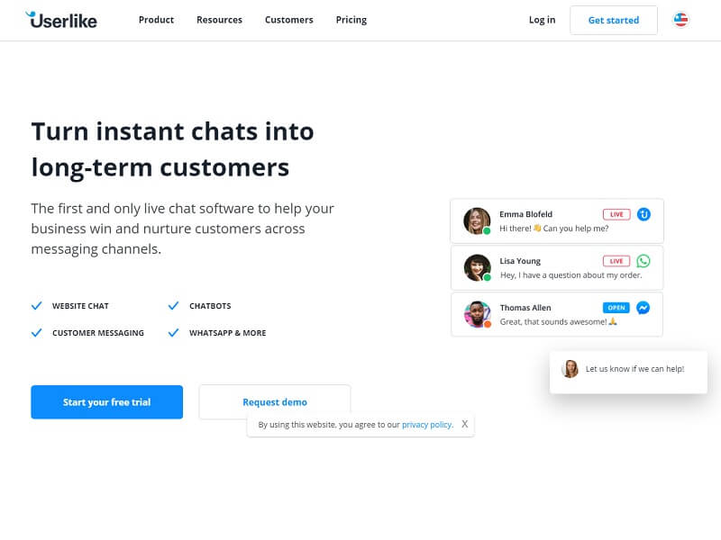 Userlike Best Live Chat Software for eCommerce