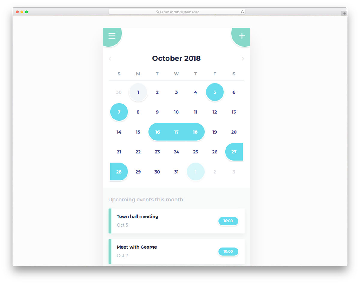 Calendar Mobile App UI