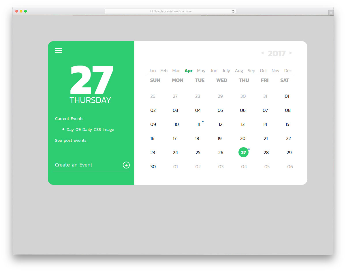 20 Best Free Html Css Calendars For Websites And Applications NUUWI