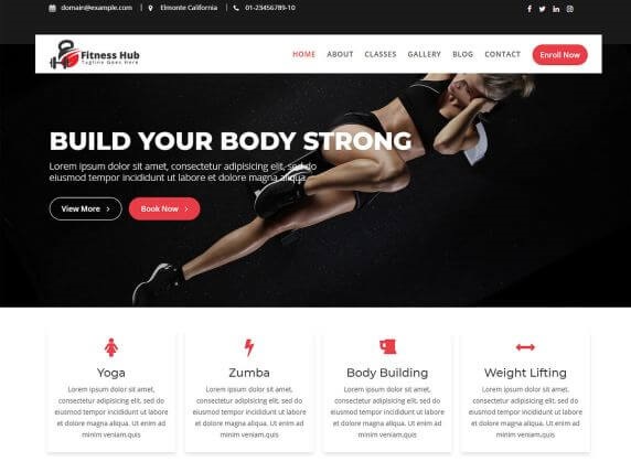 Fitness Hub Free Fitness WordPress Themes