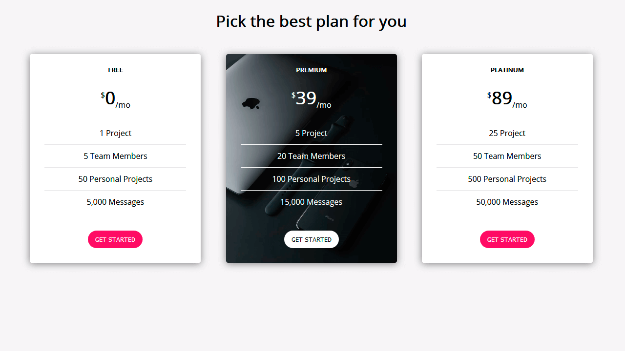 Pricing Plans HTML CSS