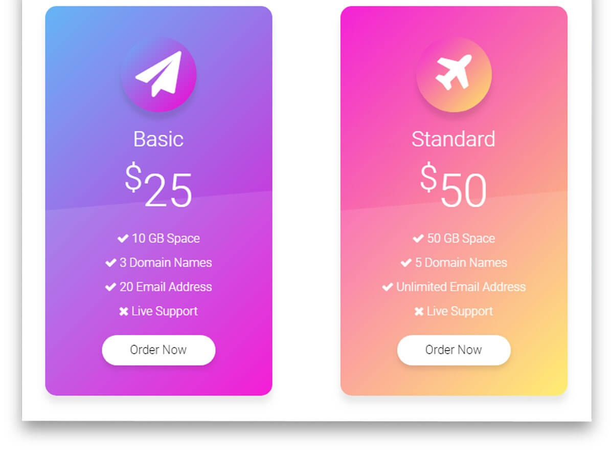 pricing table ui 