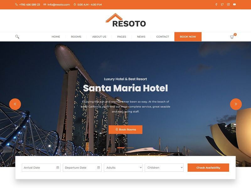 #Resoto: Free Hotel WordPress Themes