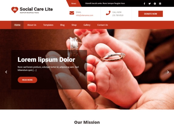 Social Care Lite free charity theme