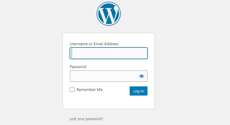 WordPress Website Login Page