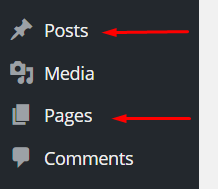 post and page option in wordpress