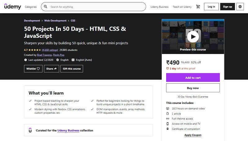 50 Projects in 50 Days by Udemy