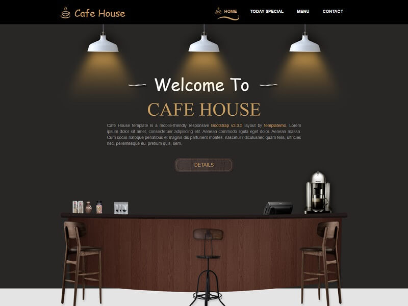 Cafe House Free Restaurant HTML Template