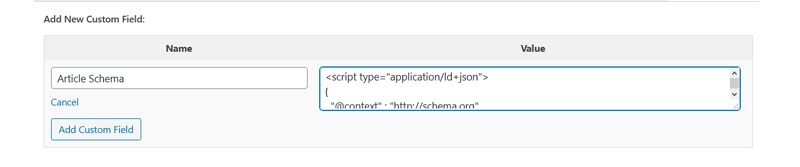 Add schema name and value in WordPress block editor