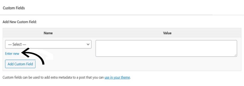 Enter new custom field in WordPress block editor