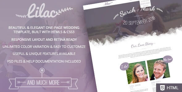 Lilac Wedding HTML Template