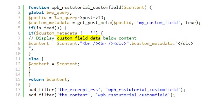 Add Custom Field Data to RSS Feed